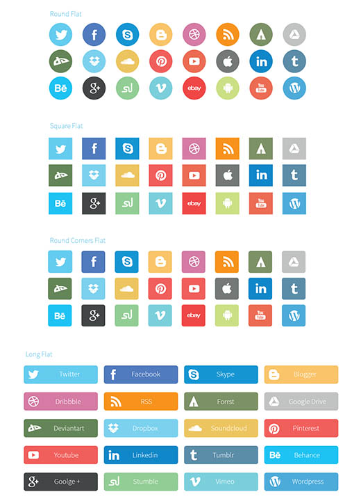 30 Free Flat Social Media Icon Sets for Designer - Smashfreakz
