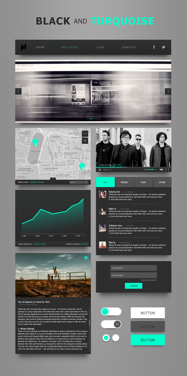 Black Turquoise UI Kit