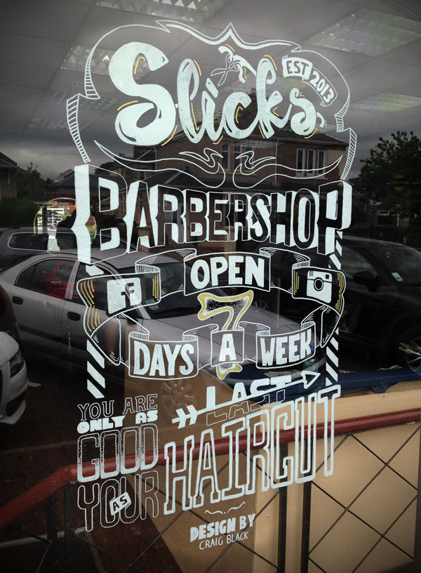 Slick’s Barbershop Window Art