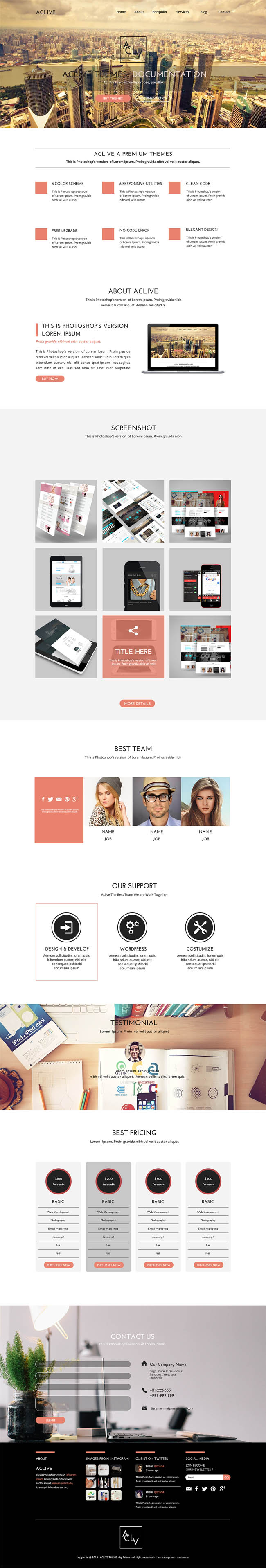 Aclive : Free PSD and HTML Landing Page Template