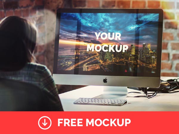 Free iMac 27-Inch Mockup PSD 