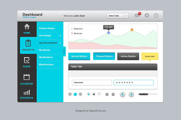 free admin dashboard UI PSD