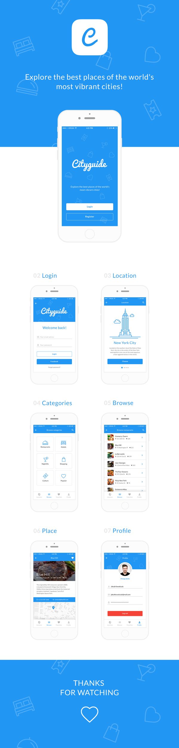 Cityguide Free Mobile App UI PSD