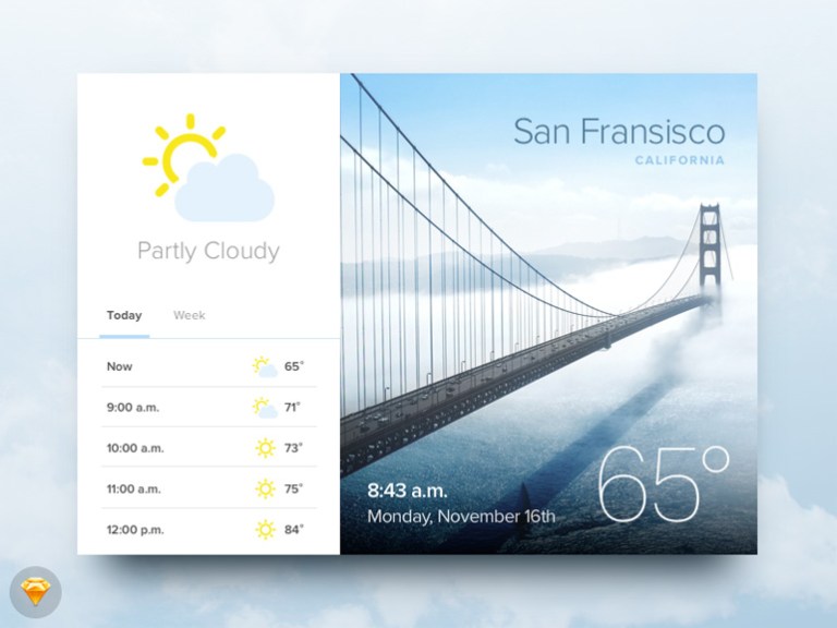 Weather Widget UI Sketch PSD 01