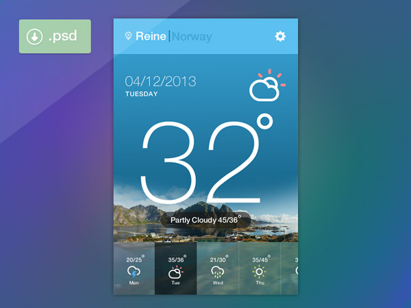 Weather Widget UI Sketch PSD 11