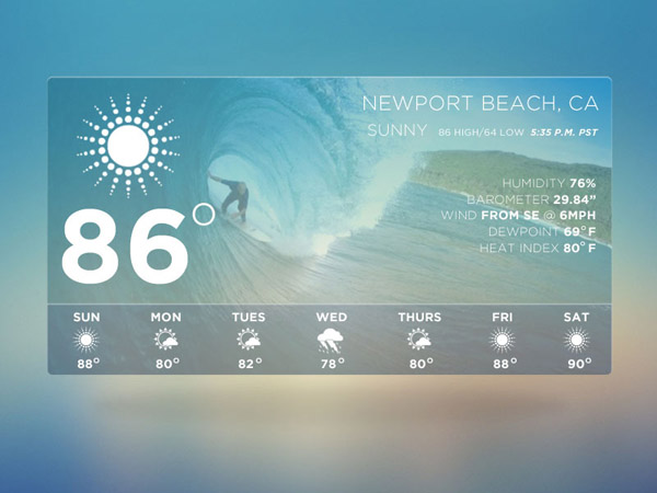 Weather Widget UI Sketch PSD 13