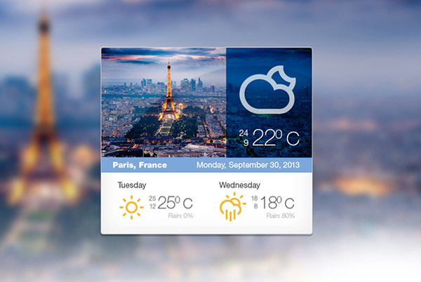 Weather Widget UI Sketch PSD 16