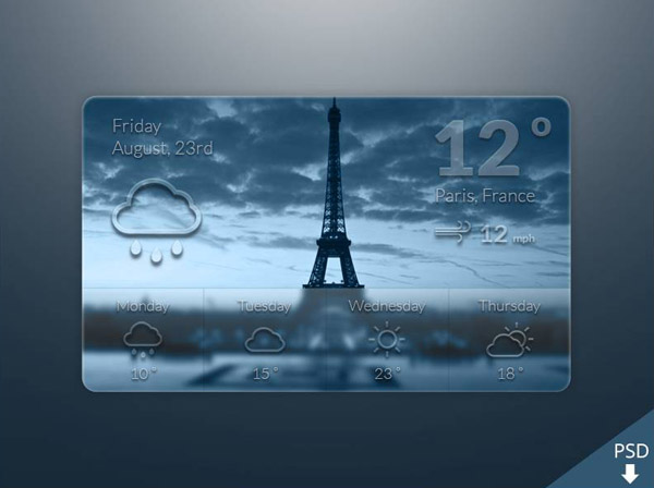 Weather Widget UI Sketch PSD 18