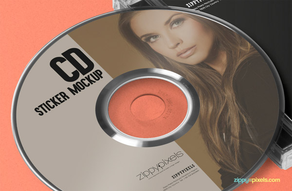 CD Jewel Case Label Sticker Mockup 02