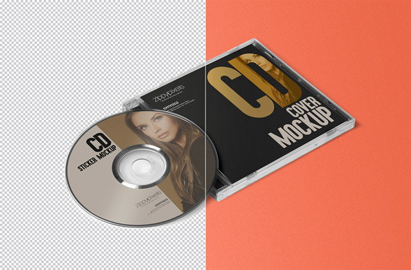 CD Jewel Case Label Sticker Mockup 03