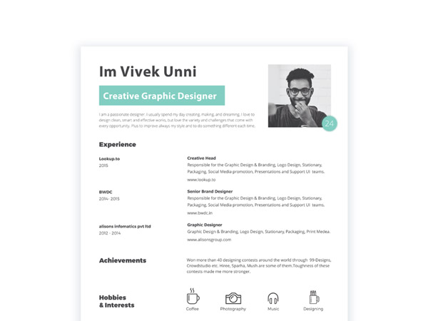 Free Minimal Resume Template 07