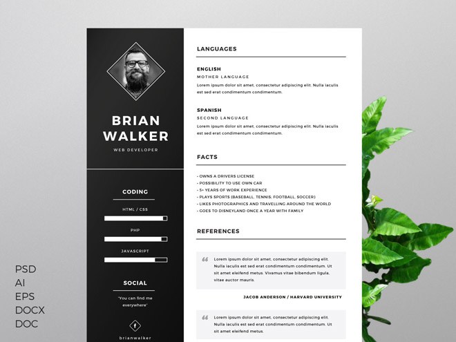 Free Minimal Resume Template 23