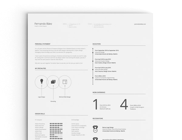 Free Minimal Resume Template 26