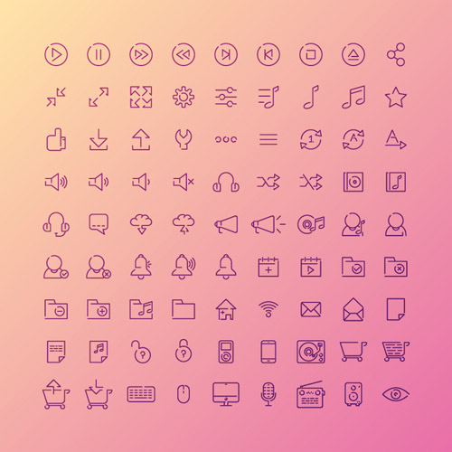 25 Free Music Icon Set for UI Designer (AI, PSD and Sketch) - Smashfreakz