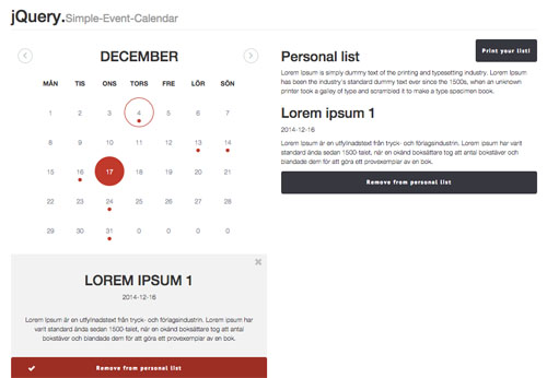 jQuery Event Calendar Plugin 02