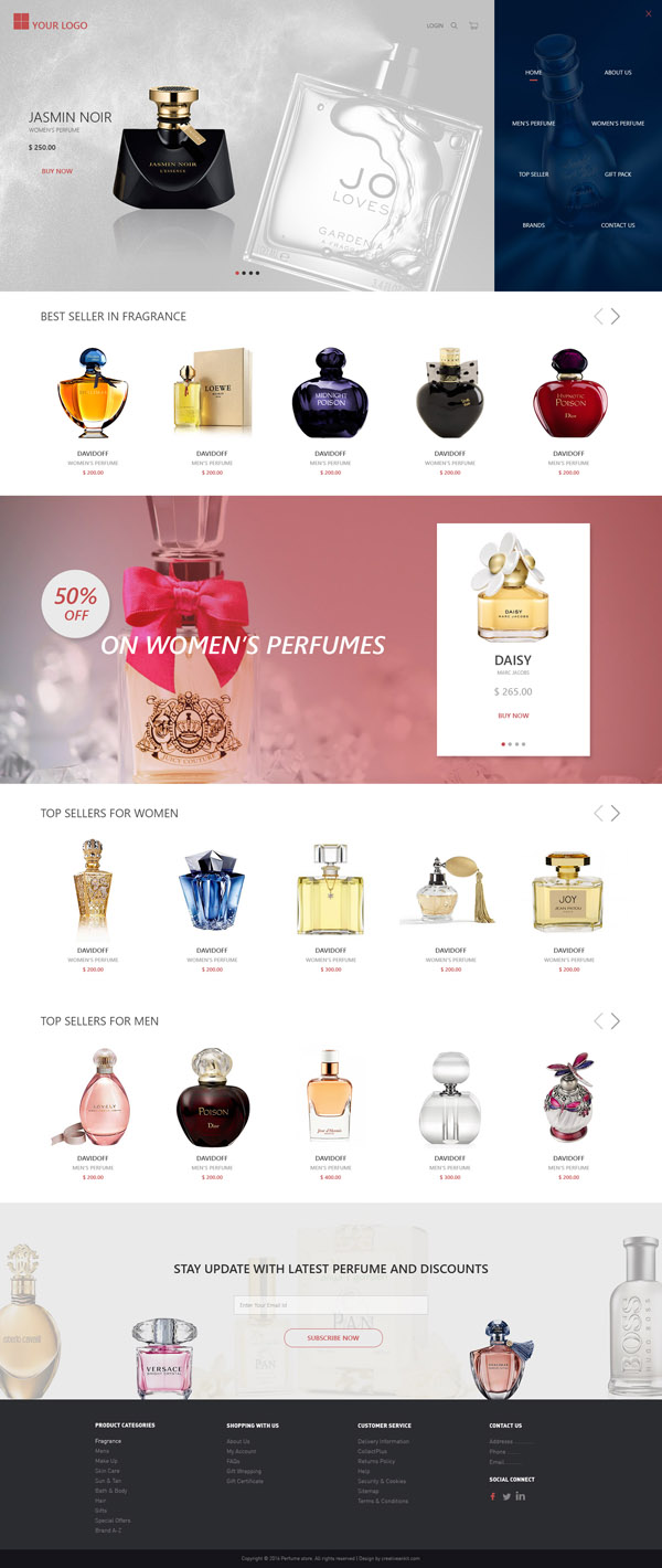 parfume ecommerce psd template full