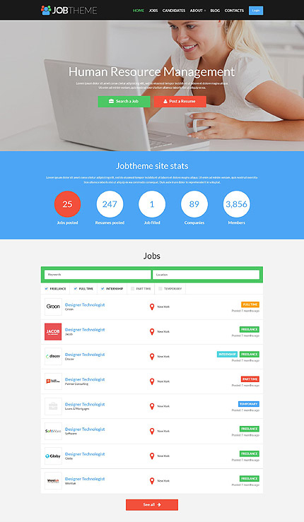 Job Portal Responsive WordPress Theme