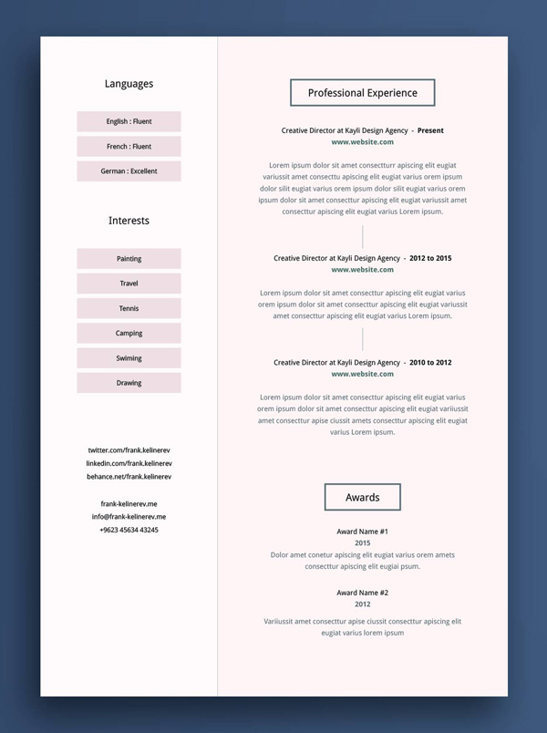 Free Clean Resume Template with Minimalist Style 2