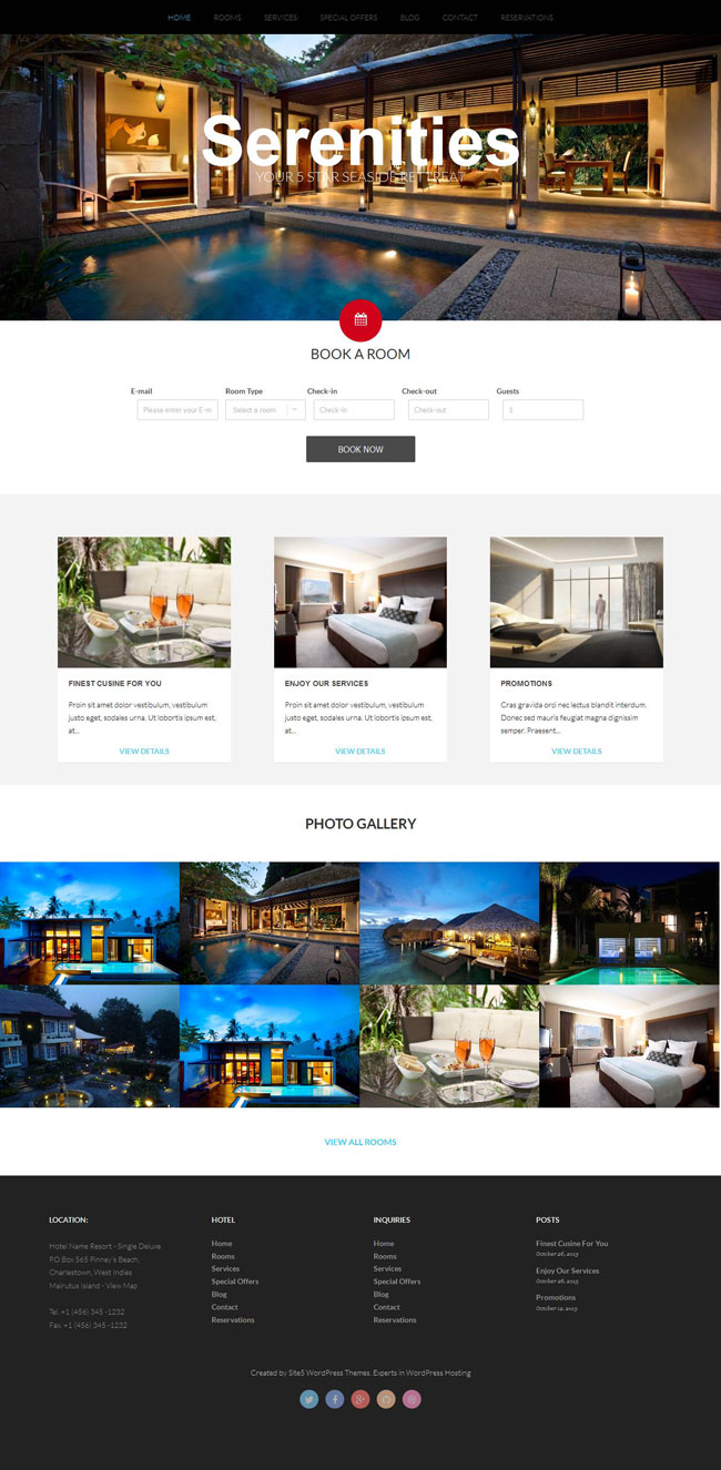 Free Hotel Booking WordPress Theme