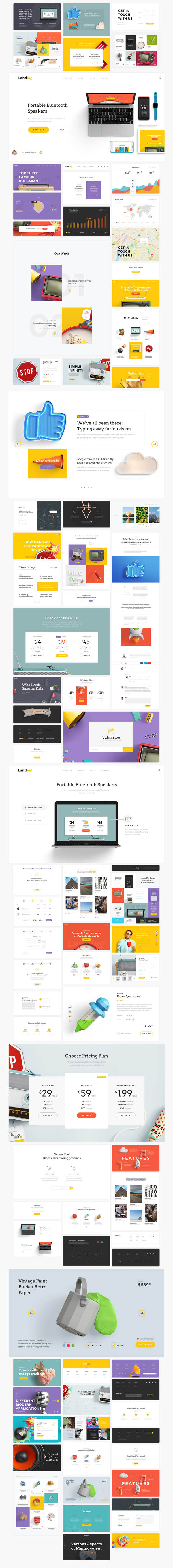 Free Landing UI kit PSD Sketch Download