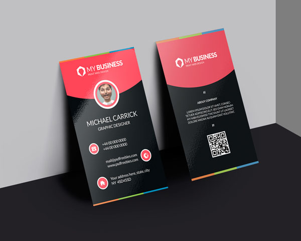 Free Vertical Business Card Template 22