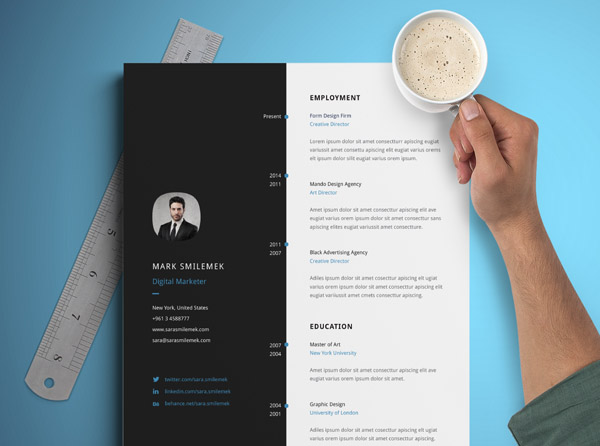 Free Vertical Resume Template 01