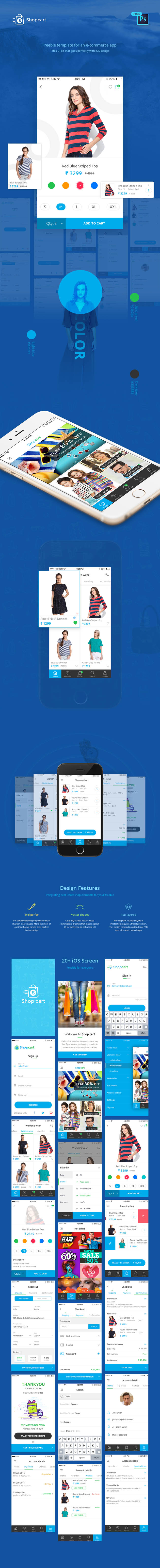 Free Mobile Ecommerce UI Kit PSD