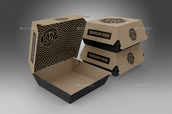 Burger Box Packaging Mockups