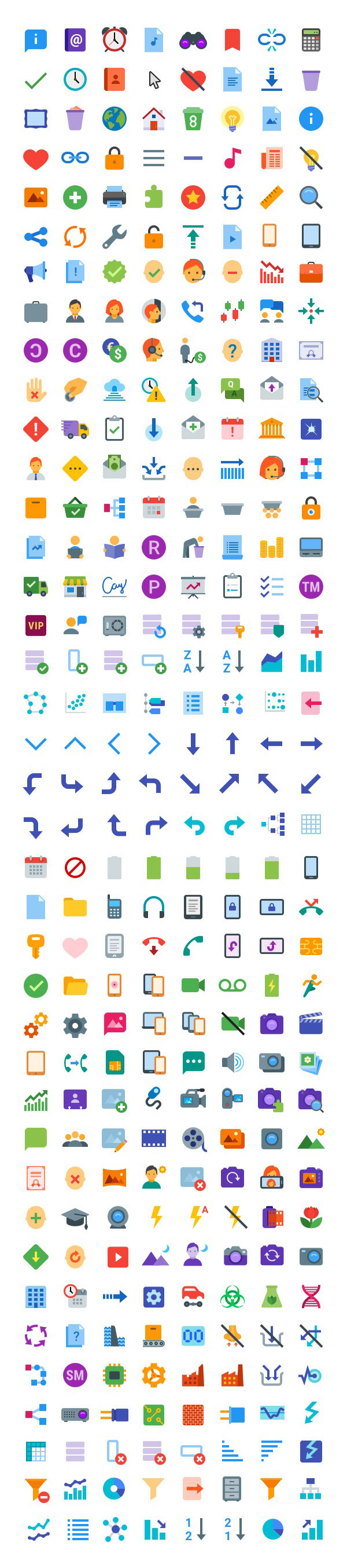 300 Free Flat Color Icons for Interface Project